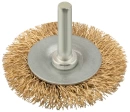 Корщетка-колесо, со штифтом, стальн.латунир.волнист.проволока MOS