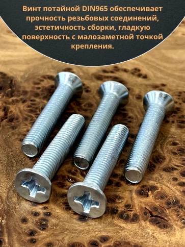 Винт потайной оцинкованный 10х40 DIN965, 50 шт. фото 4