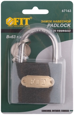 Замок навесной железный 60х48 мм стальная дужка 7,5 мм фото 2