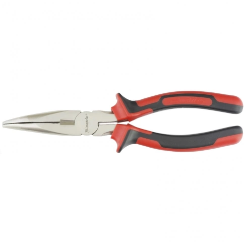 Длинногубцы NICKEL, изогнутые никелированные, двухкомпонентные рукоятки 200 мм Matrix фото 1