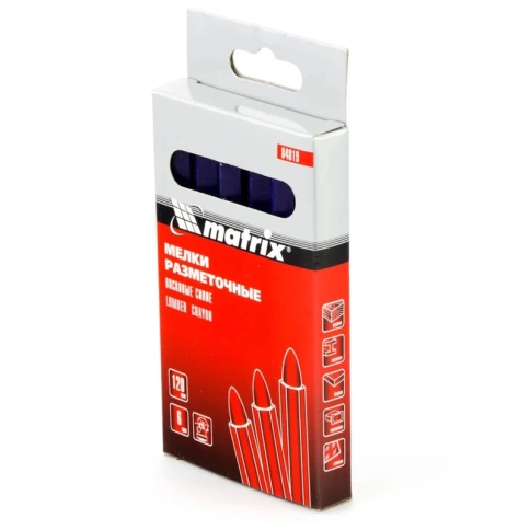 Мелки разметочные 120 мм восковые, синие 6 шт, Matrix фото 1