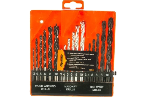 Набор сверл по бетону, металлу, дереву 3-4-5-6-8-10 мм пласт.кейс, цил. хвост. 18 пр. Sparta фото 1