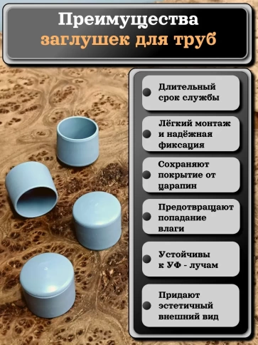 Заглушка для труб наружная круглая d 22 мм серая, 50 шт фото 2