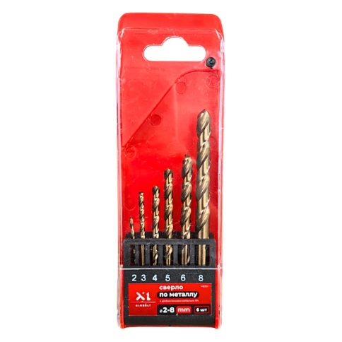 Набор сверл по металлу с кобальтом 5% P6M5K5 2-3-4-5-6-8 мм HIMBOLT 6 шт.пластиковый бокс фото 1