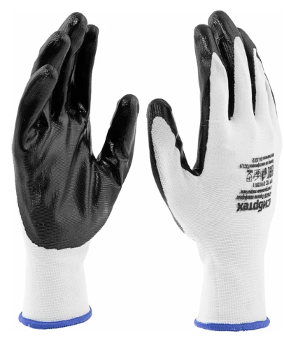 Перчатки полиэфирные с черным нитрильным покрытием 13 класс вязки размер 9 Сибртех фото 1