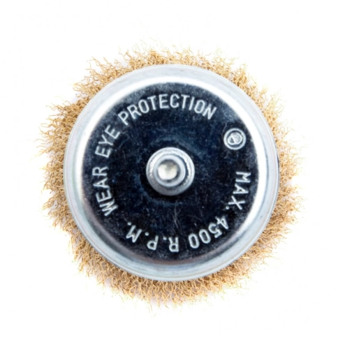 Щетка для дрели "чашка", со шпилькой, латунир.вит.проволока, 75 мм Matrix фото 2