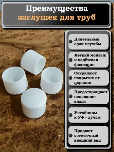 Заглушка для труб наружная круглая d 20 мм белая, 10 шт фото 3