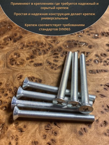 Винт потайной оцинкованный 5х40 DIN965, 100 шт. фото 4
