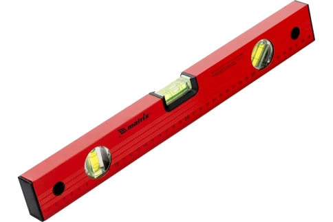 Уровень алюминиевый красный линейка 3 глазка 400 мм Matrix фото 1