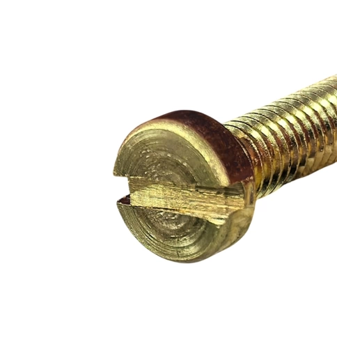 Винт с цилиндрической головкой и прямым шлицем 6х20 мм DIN 84, полная резьба, латунный фото 2