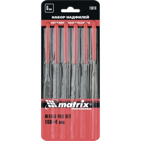 Набор надфилей, обрезиненные рукоятки 160х4 мм 6шт. Matrix фото 1