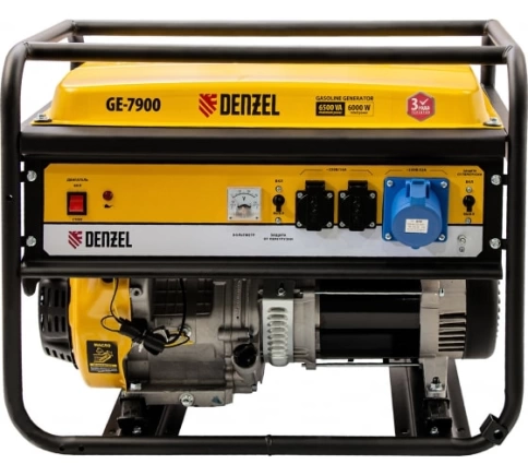Генератор бензиновый GE-7900 6,5 кВт 220В/50Гц 25 л ручн. стартер Denzel фото 1