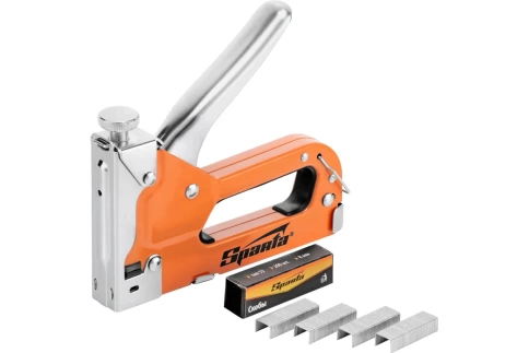 Степлер мебельный регулируемый со скобами 200 шт, тип скобы 53, 4-14 мм Sparta фото 1