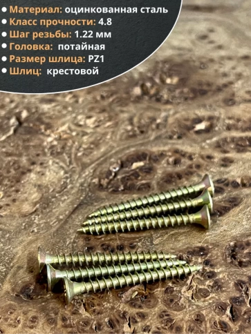 Шуруп саморез потайной для дерева 3х40 ЖЦ, 10 шт. фото 3