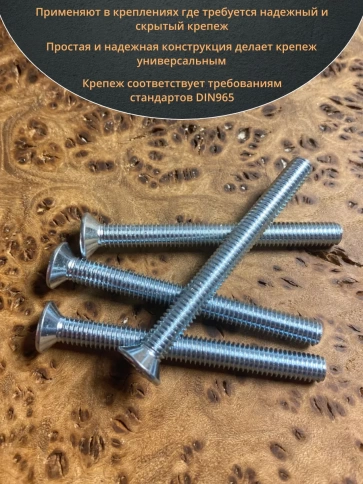 Винт потайной оцинкованный 6х60 DIN965, 100 шт. фото 4