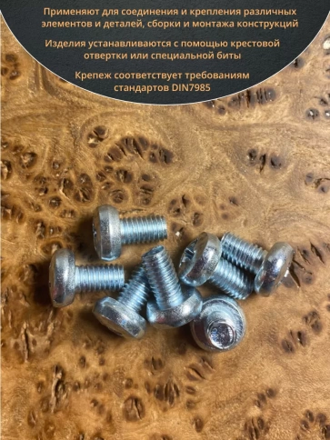 Винт с полукруглой головкой М6х12 ОЦ DIN7985, 10 шт. фото 4