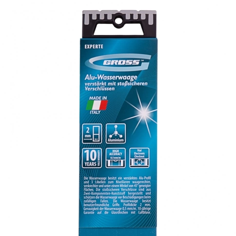 Уровень алюминиевый усиленный с ударопрочными заглушками 3 глазка рукоятки Gross фото 10