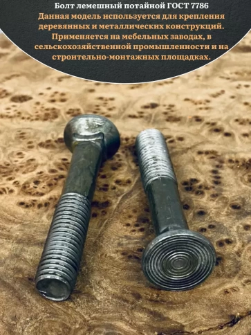 Болт лемешный высокопрочный потайной М10х60 Гост 7786,10 шт фото 3