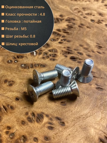 Винт потайной оцинкованный 5х10 DIN965, 100 шт. фото 2