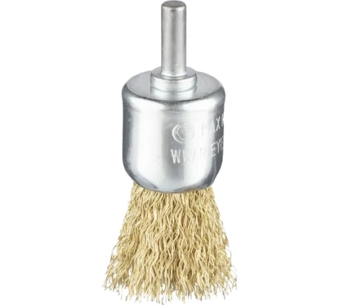 Щетка для дрелей №852 концевая гофрированная(латунир.сталь)хв6мм 19мм RPM4500 ВS0,3 Профоснастка фото 1