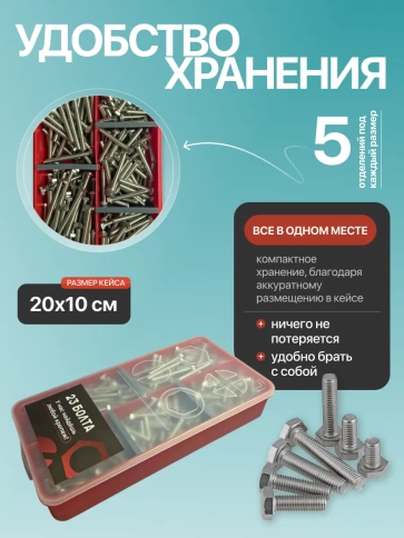 Болты нержавеющие М4 DIN933 в органайзере НАБОР 1 фото 5