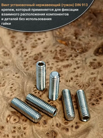 Винт установочный нержавеющий М6х16 DIN913 (гужон), 10 шт. фото 4