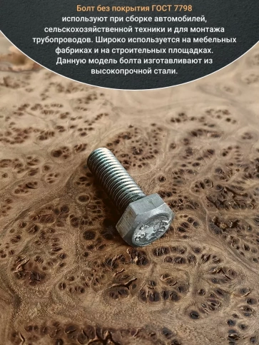 Болт без покрытия 10х25 мм ГОСТ 7798, 10 шт. фото 4