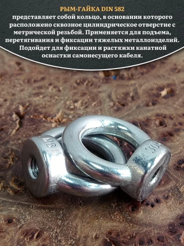Рым гайка нержавеющая М6 DIN582, 10 шт. фото 4