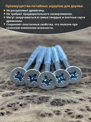 Шуруп потайной для дерева Б БЦ, 50 шт. фото 19