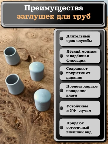 Заглушка для труб наружная круглая d 10 мм серая, 4 шт фото 2