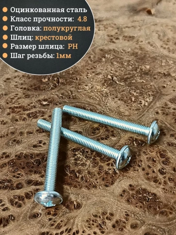 Винт с прессшайбой М6х55 полукруглая головка DIN967, 10 шт. фото 3