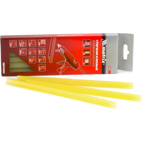 Стержни клеевые 11х200 мм желтые 6шт. Matrix фото 1