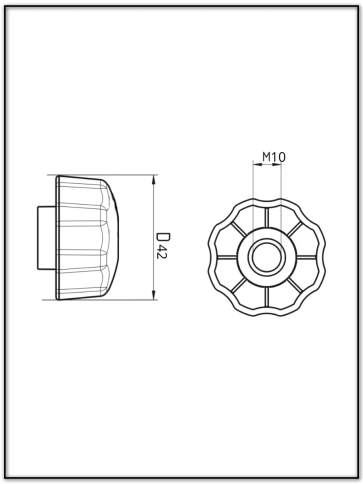 Ручка фиксатор барашек сквозная d 42 мм с гайкой М10, 4 шт. фото 2