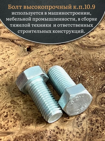 Болт высокопрочный ОЦ 24х50 мм, к.п.10.9 DIN933, 2 шт. фото 4