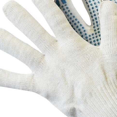 Перчатки трикотажные с ПВХ точкой, белые, 10 класс вязки, 32 гр., Komfi фото 2