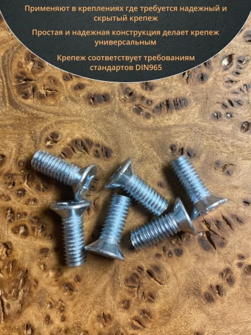 Винт потайной оцинкованный 6х20 DIN965, 50 шт. фото 4