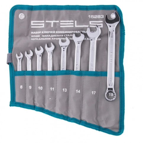 Набор ключей комбинированных антислип 8-19 мм 8 шт Stels фото 1