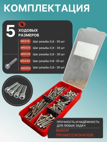 Винты нержавеющие М5 DIN912 в органайзере НАБОР 1 фото 2
