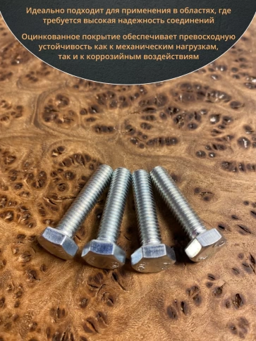 Болт высокопрочный ОЦ 6х25 мм,к.п.10.9 DIN933, 10 шт. фото 4