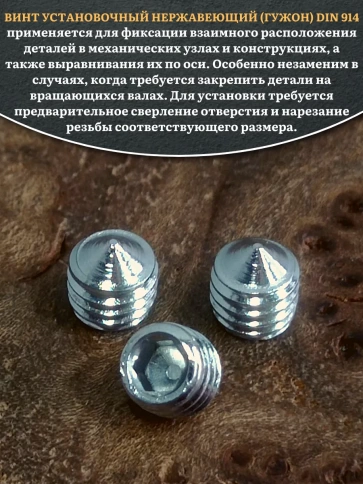 Винт установочный нержавеющий М4х4 DIN914 (гужон), 10 шт. фото 4