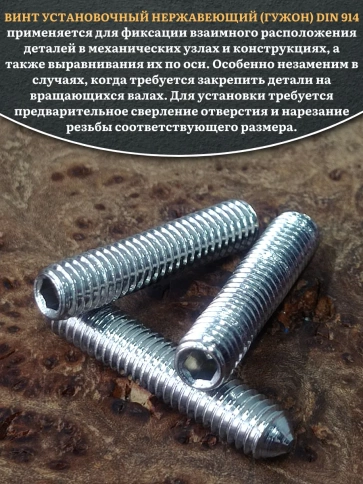 Винт установочный нержавеющий М6х30 DIN914 (гужон), 10 шт. фото 4