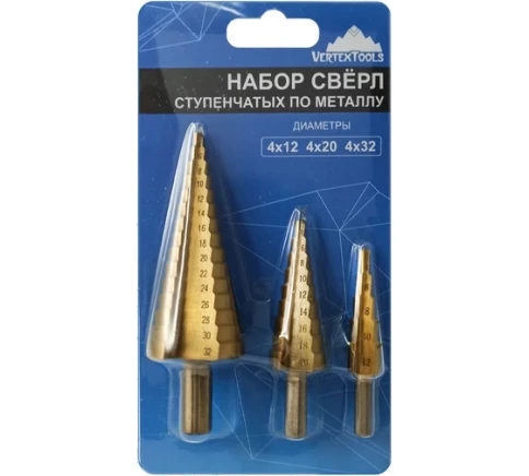 Набор сверло ступенчатое 4-12 4-20 4-32 мм фото 1