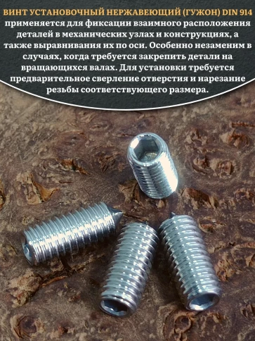 Винт установочный нержавеющий М4х8 DIN914 (гужон), 50 шт. фото 4