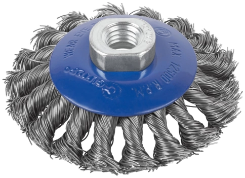 Щетка для УШМ "тарелка", кручен.проволока 0,5мм, 125 мм М14 CUTOP Profi фото 1