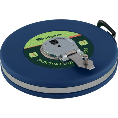 Рулетка геодезическая, закр.корп., фиберглас.лента 10м х 13мм Сибртех фото 1