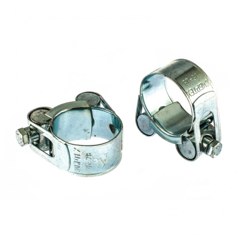 Хомуты металлические шарнирные силовые 26-28/18 мм Сибртех, оцинкованная сталь W1 фото 1