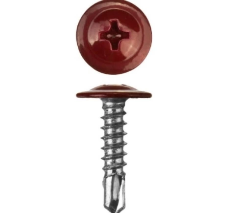 Саморез с прессшайбой, сверло, 4,2х16 RAL3005 фото 1