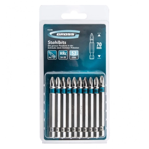 Биты шестигранный профиль сталь S2 PH2х70 Gross фото 1