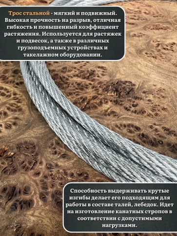 Трос стальной d1 ОЦ без оплетки, 40 метров фото 4