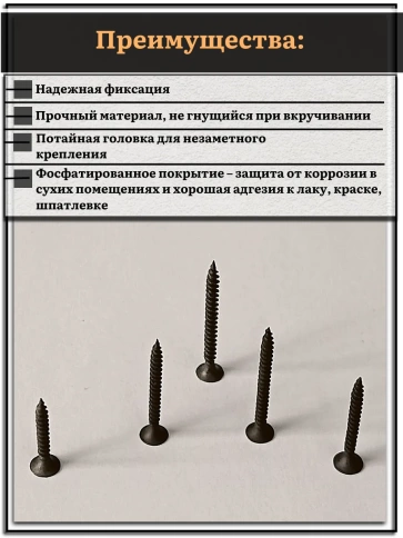 Саморезы черные по металлу М3,5 мелкая резьба набор 2 (250шт) фото 3